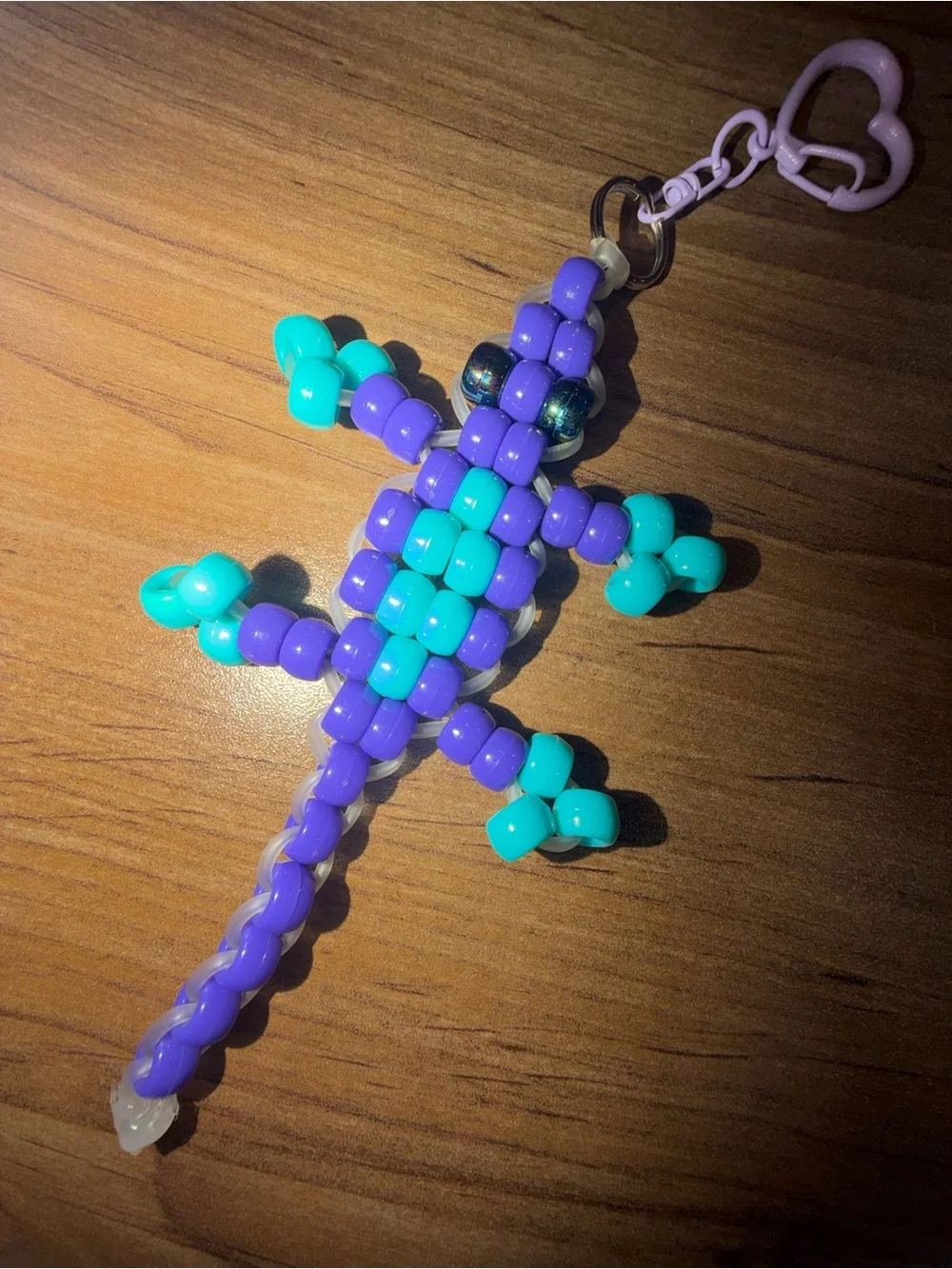 Retro Gecko Keychain Purple and Turquoise Gecko Lizard for Kids and Adults